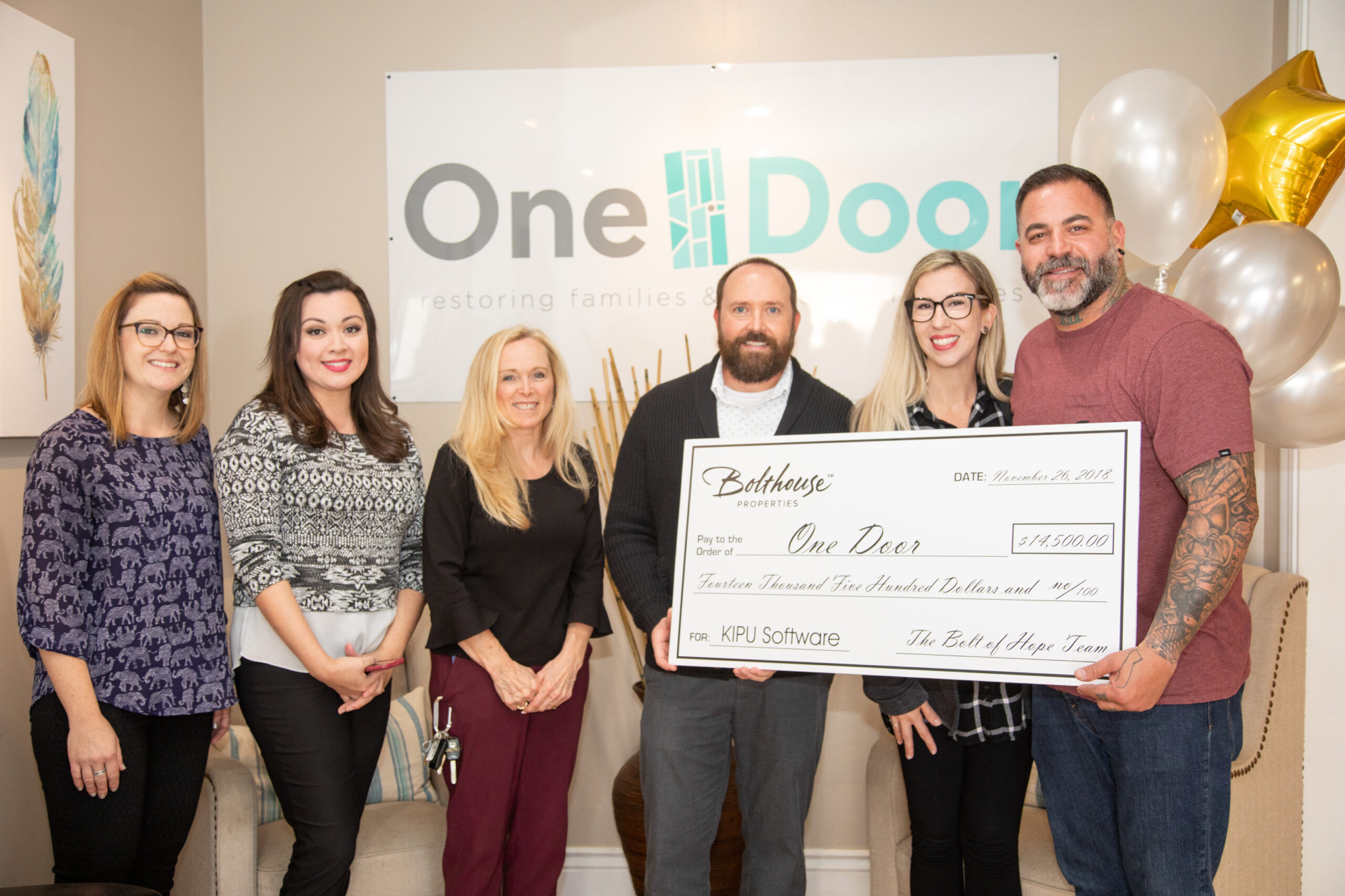 Bolt of Hope Awards Grant to One Door Recovery